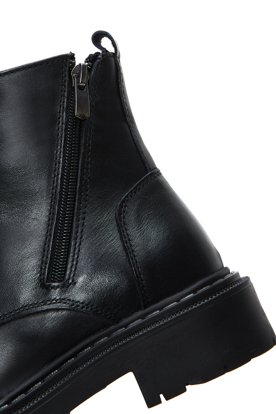 Women's Black Zippered Leather Boots