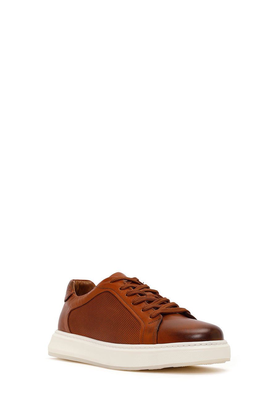Male Tan Lace-Up Leather Sneaker