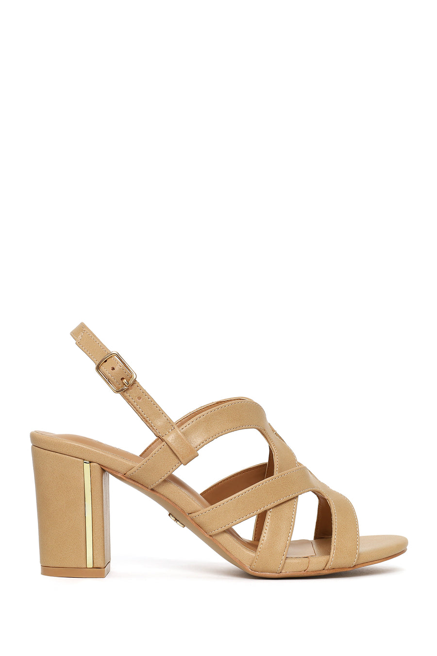 Woman Beige Ankle-Buckle Chunky-Heel Sandals 26SFE466118 | Derimod