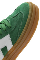 Kadın Yeşil Bağcıklı Süet Deri Sneaker | Derimod
