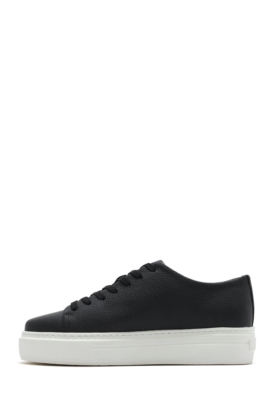 Men's Black Lace-up Thick-Sole Leather Sneaker