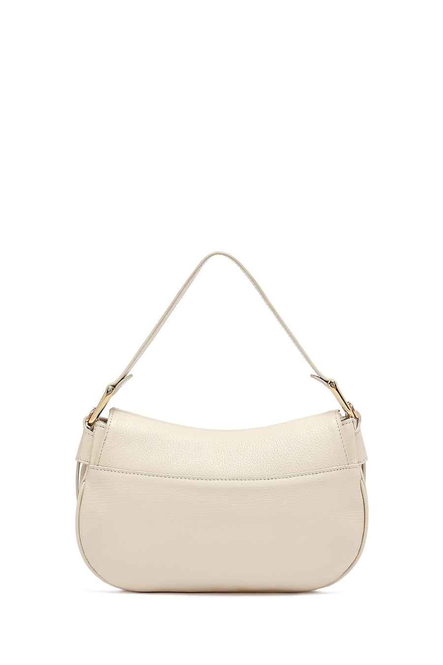 Woman Cream Long Strap Leather Shoulder bag