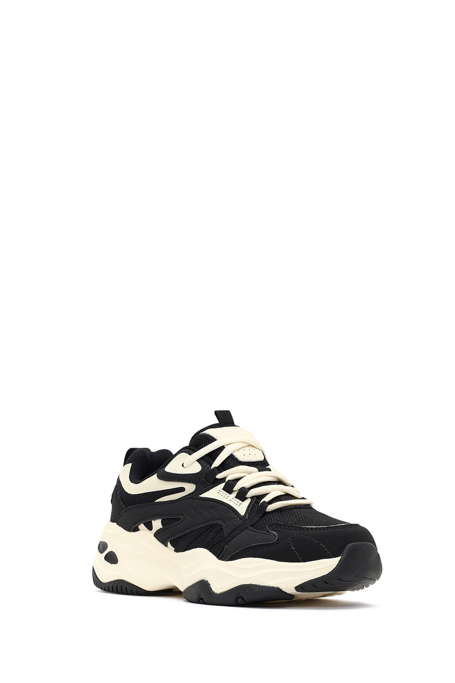 Woman Black Lace-Up Chunky Sneaker
