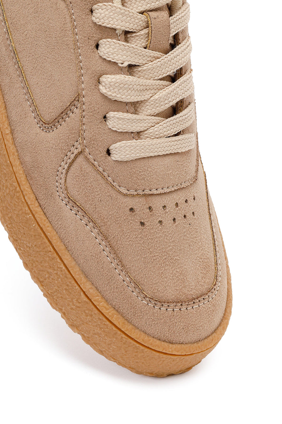 Kadın Bej Bağcıklı Süet Sneaker