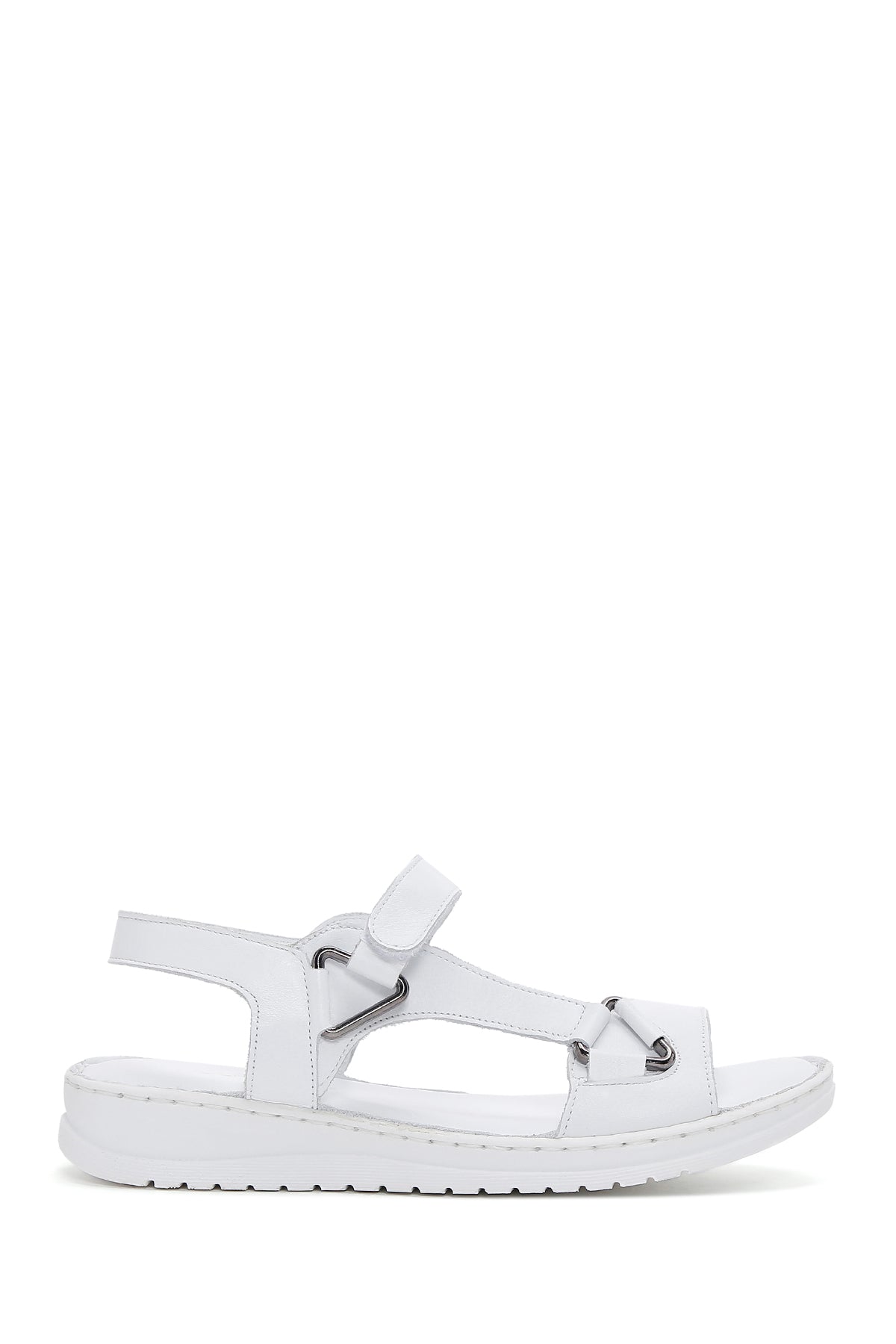 Women's White Ankle Strap Leather Comfort Sandals 24SFD340318 | Derimod