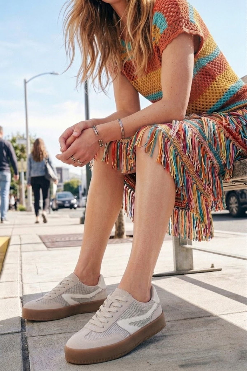 Kadın Bej Bağcıklı Sneaker
