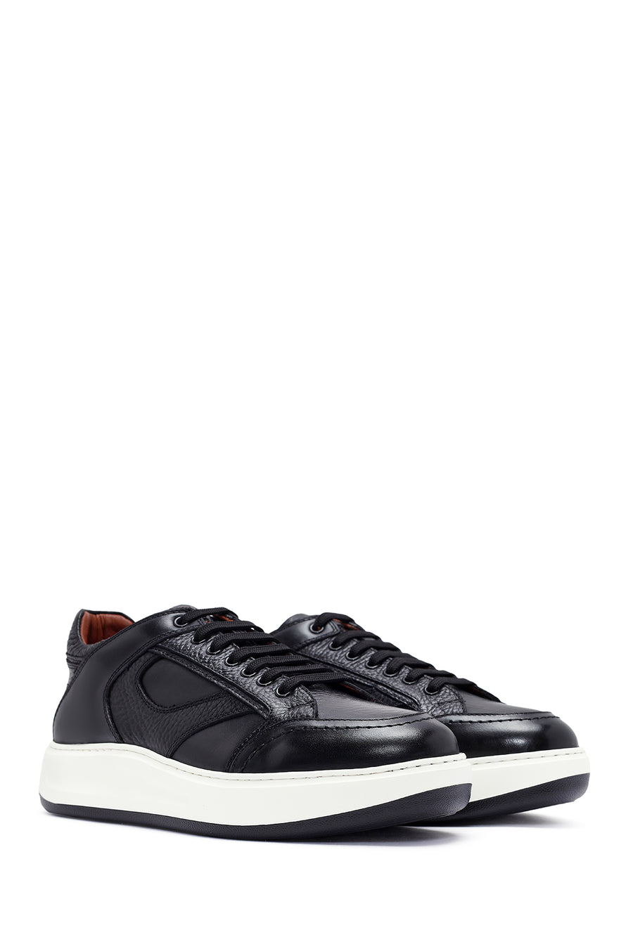 Men's Black Lace-up Leather Sneaker