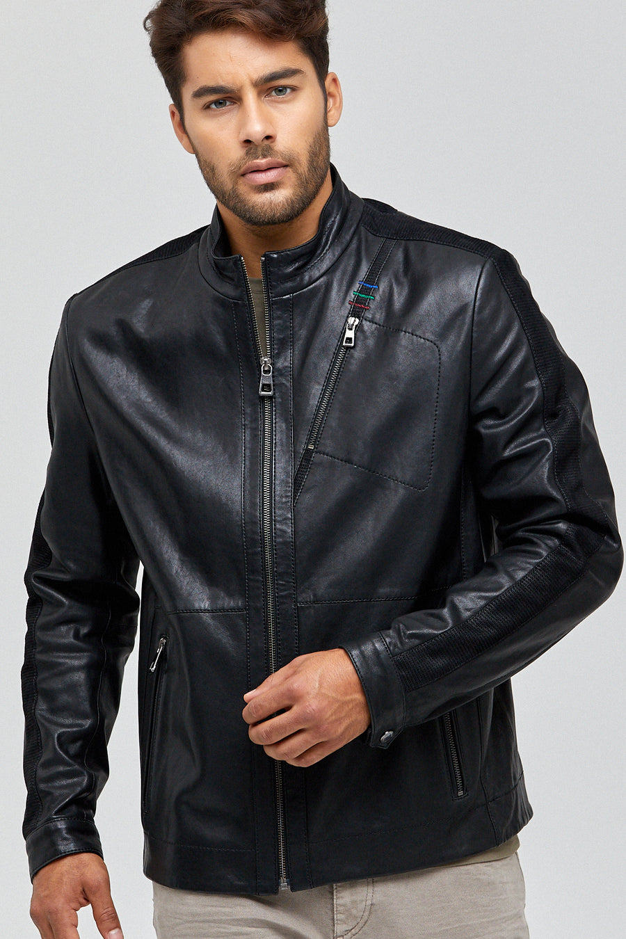Pique Men's Leather Jacket 18WGD6295VE | Derimod