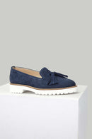 Navy Blue Nubuck Women's Leather Shoes | Derimod