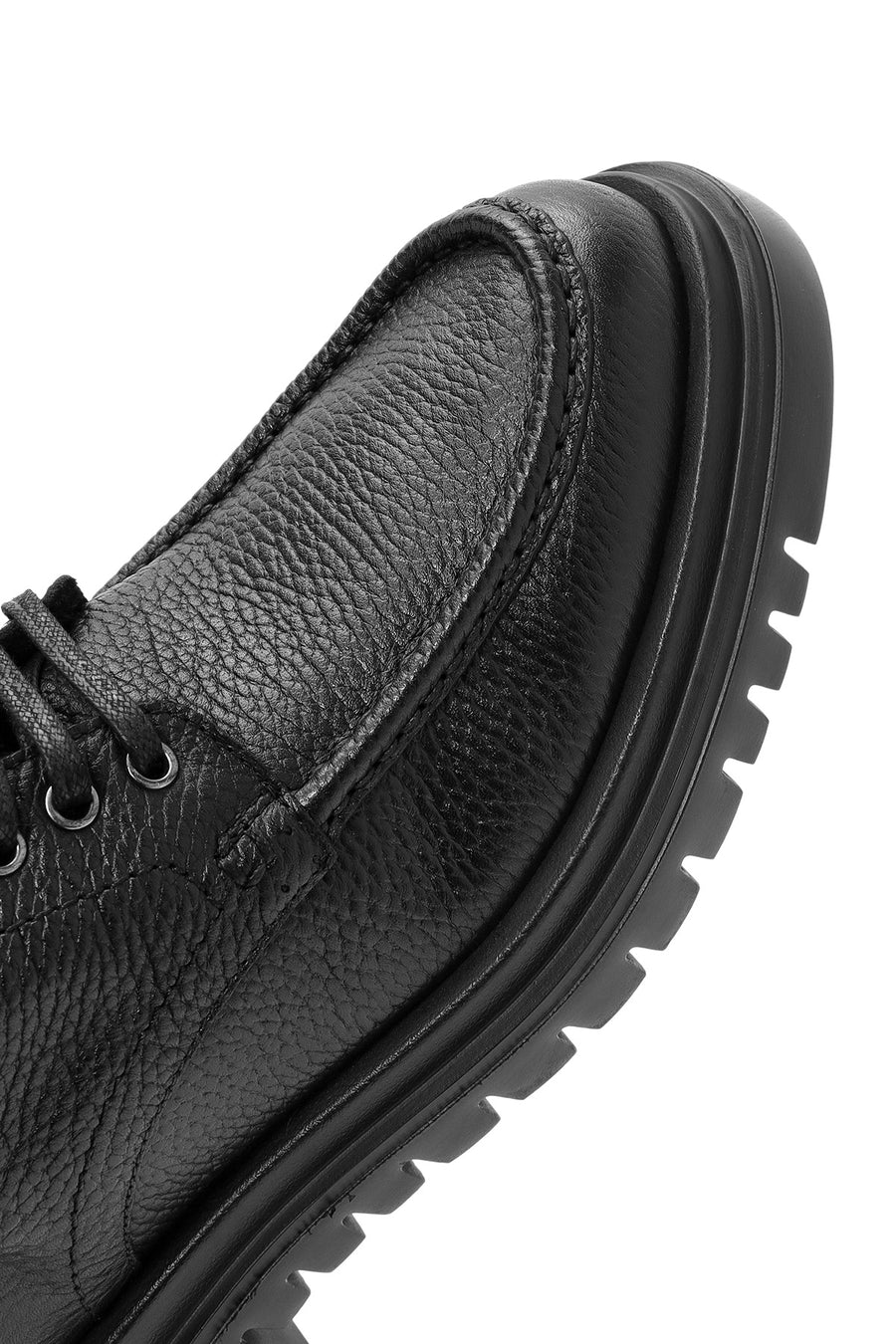 Men's Black Lace-Up Leather Combat Boots