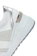 Women's White Wedge Heeled Side Zipper Suede Leather Sports Shoes | Derimod