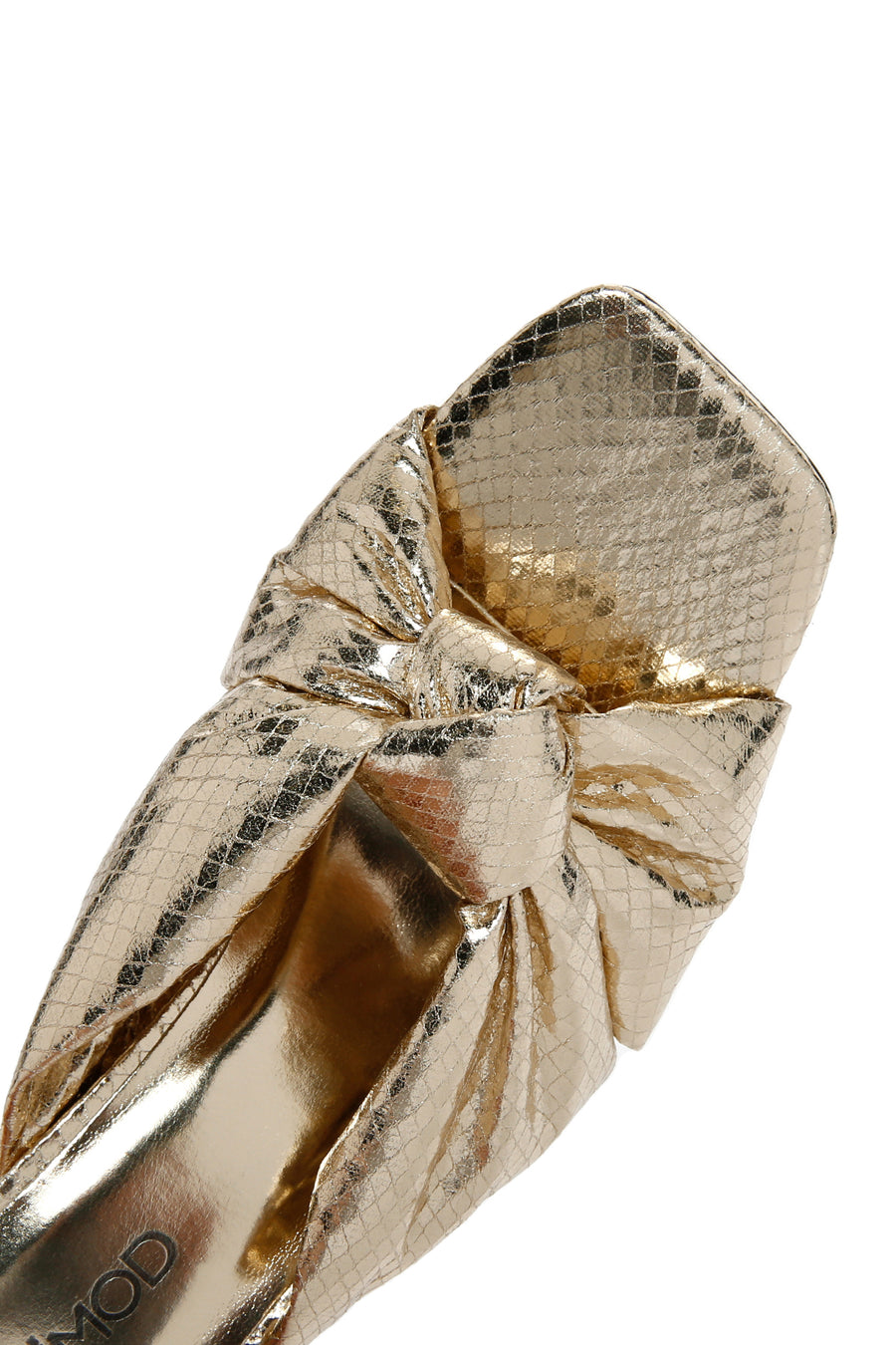 Women's Gold Transparent Thick Heeled Metallic Slippers