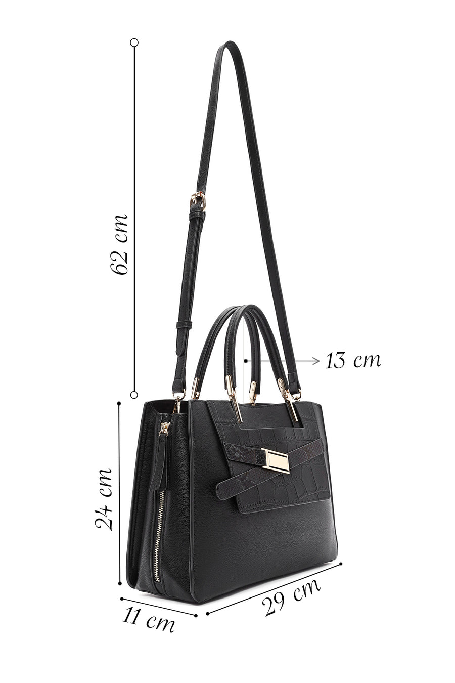 Women's Black Long Strap Classic Handbag