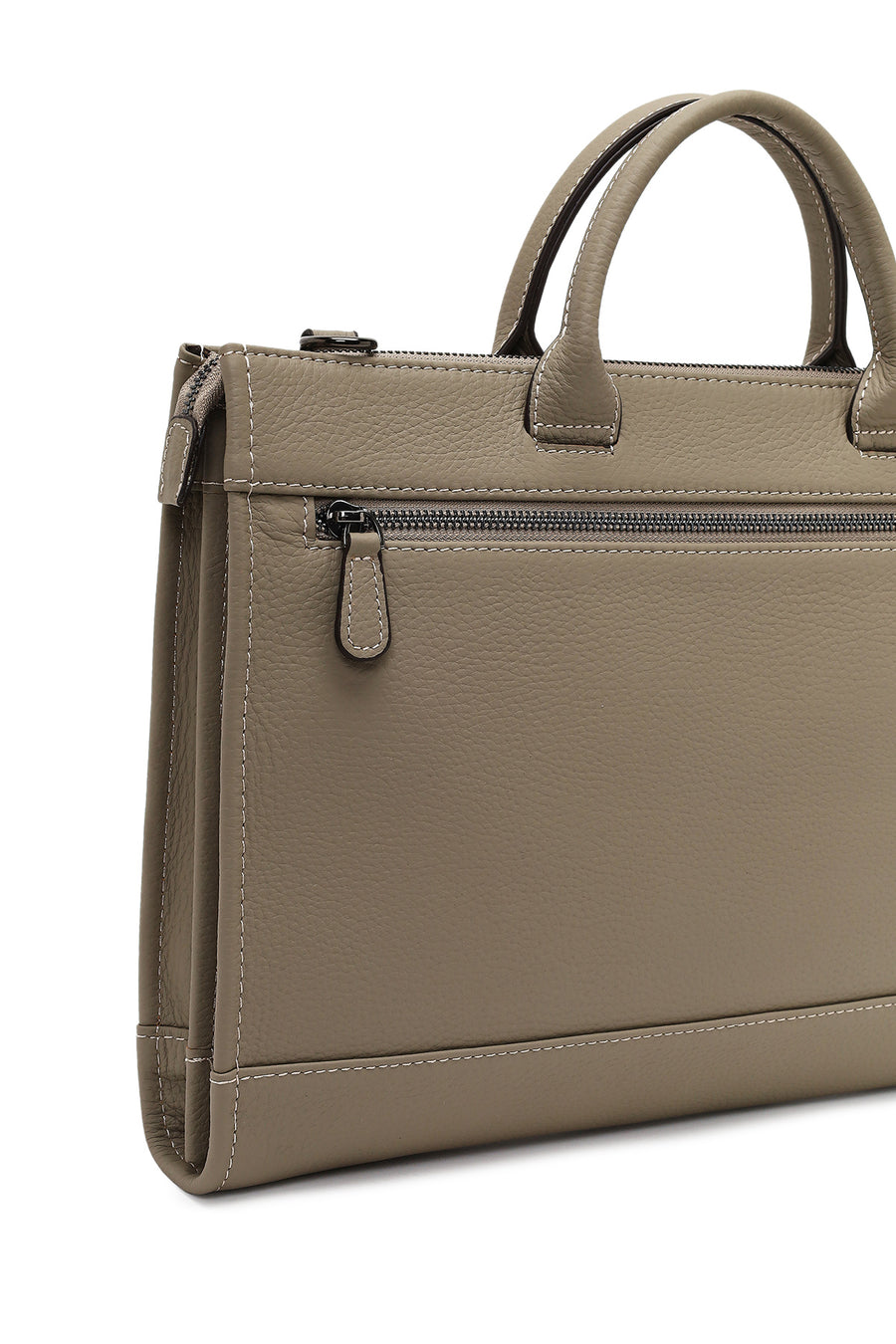 Men's Taupe Long Strap Leather Briefcase