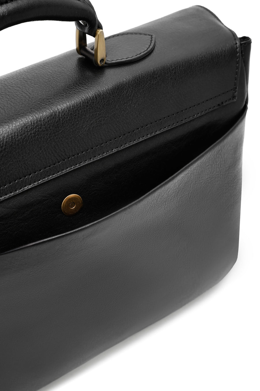 Men's Black Long Strap Leather Briefcase
