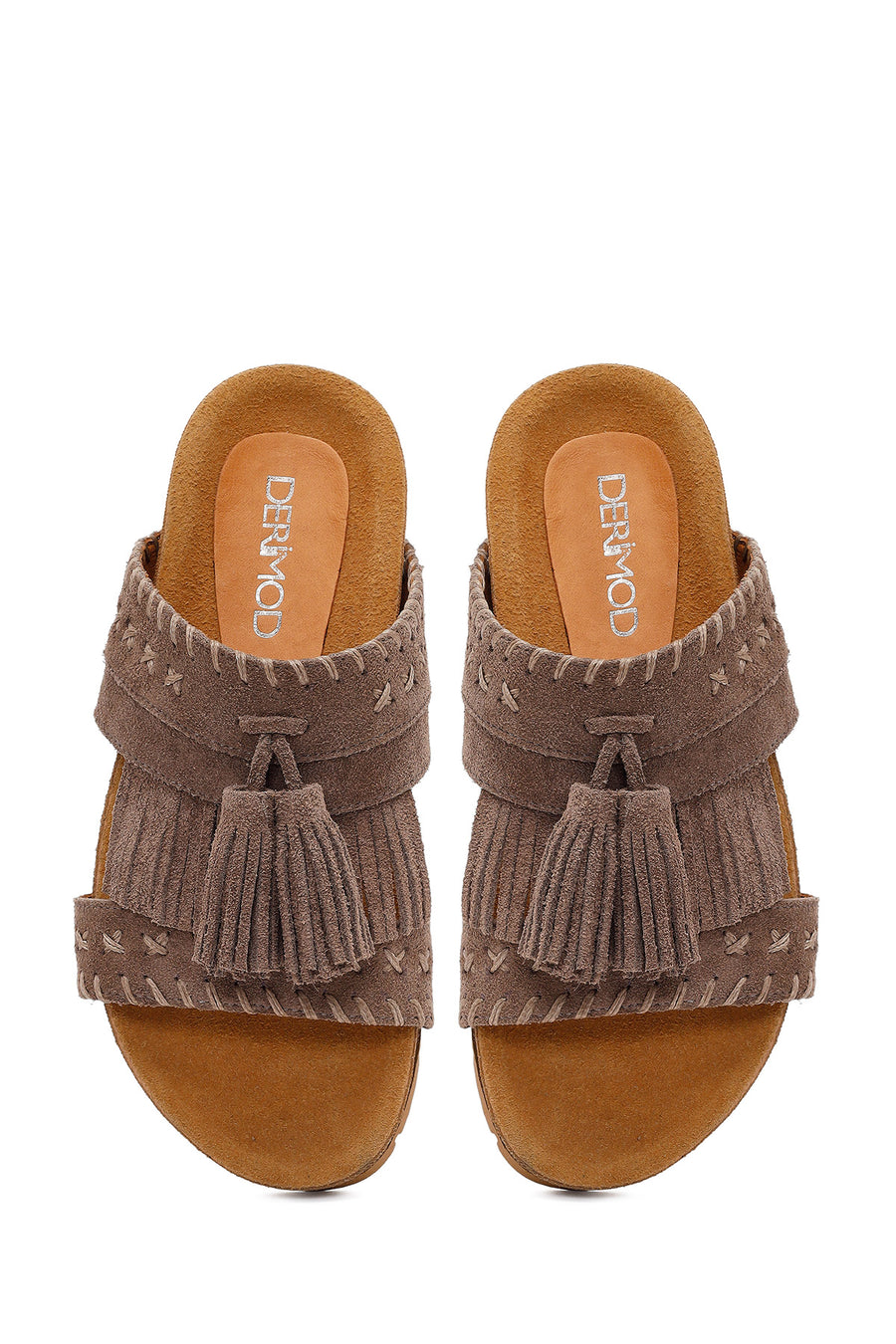 Women's Mink Tassel Suede Leather Slippers