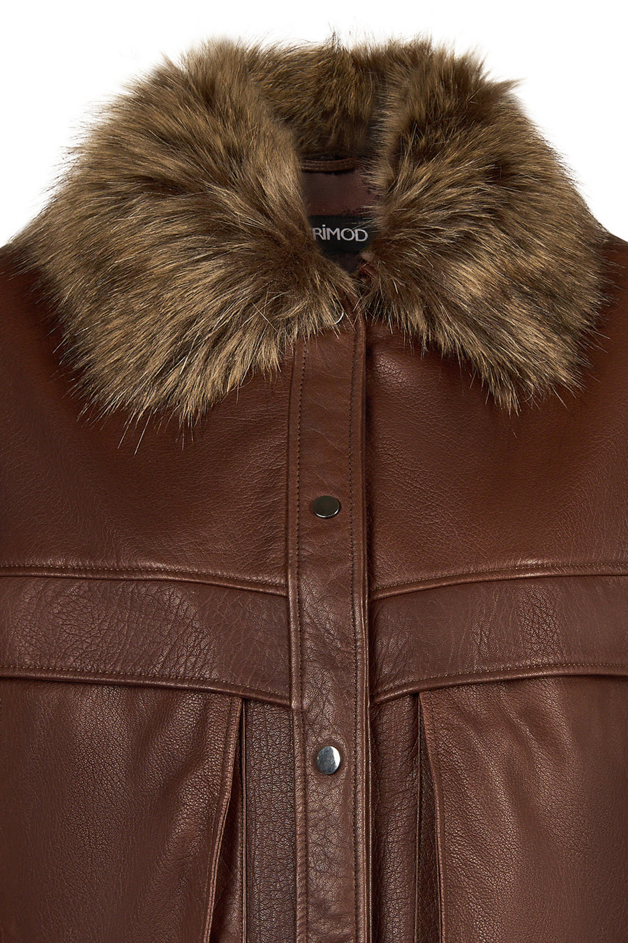 Margot Woman Whiskey Short Collar Fur Leather Jacket