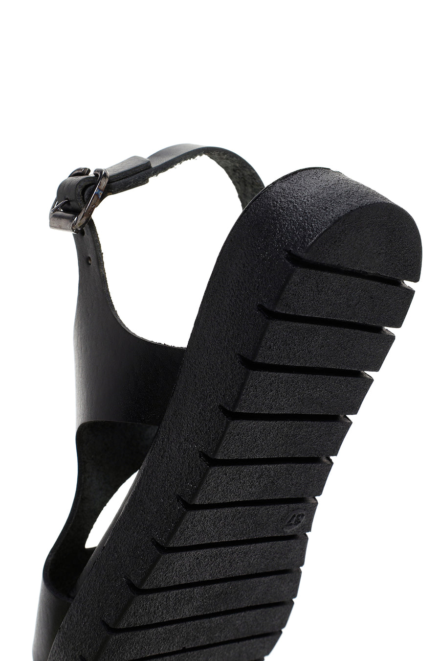 Women's Black Ankle Strap Leather Sandals