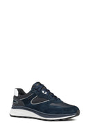 Geox Men's Navy Blue Spherica Active X1 Abx Laced Waterproof Leather Sneaker | Derimod