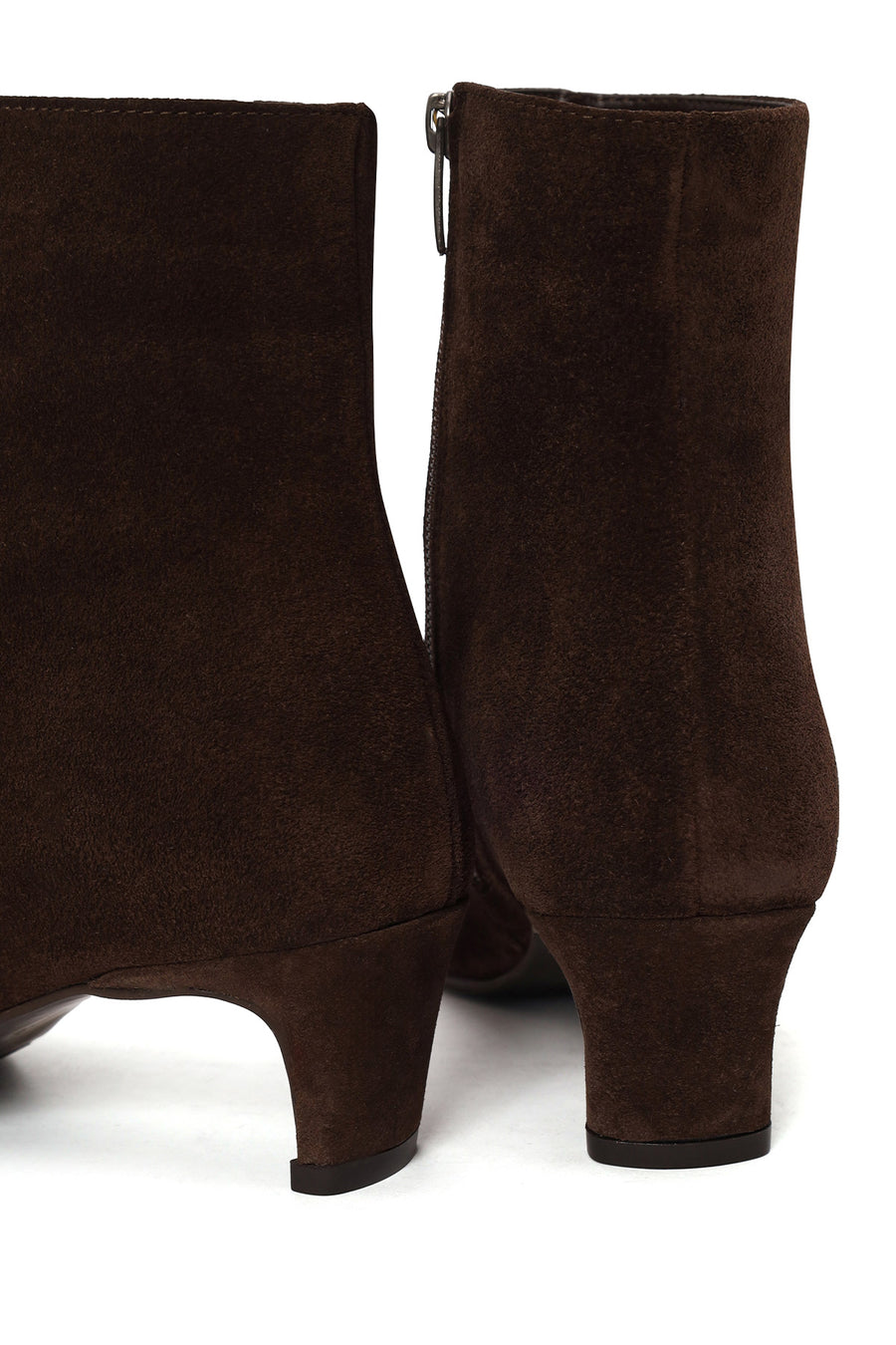 Woman Brown Zip Closure Chunky-Heeled Suede Leather Boots