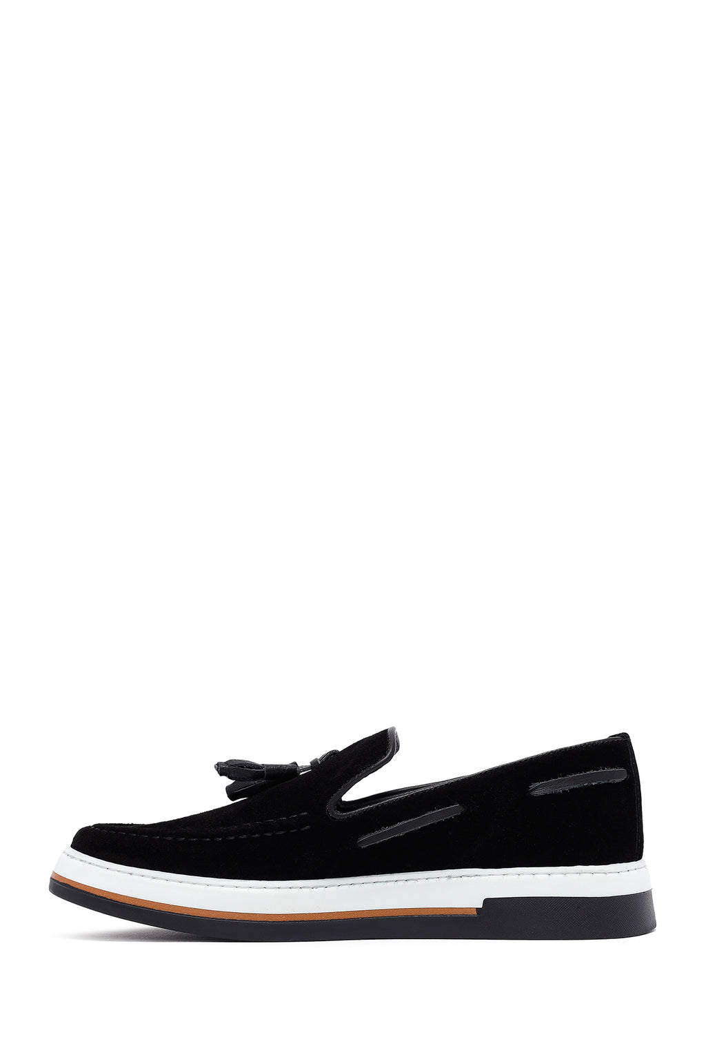 Erkek Siyah Püsküllü Süet Deri Casual Loafer