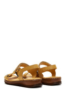 Women's Yellow Ankle Strap Leather Comfort Sandals | Derimod