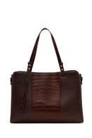 Woman Brown Long-Strap Patterned Shoulder Bag | Derimod