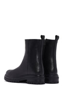 Women's Black Zippered Leather Boots | Derimod