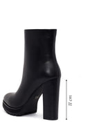 Woman Black Zip Closure High Thick-Heeled Leather Boots | Derimod