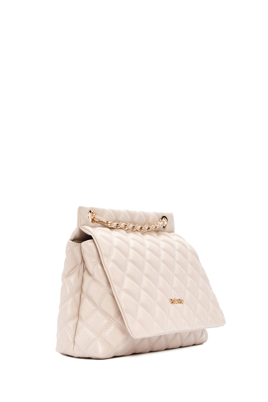 Women's Beige Long Strap Quilted Shoulder Bag