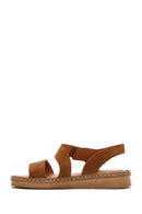 Women's Tan Strap Suede Leather Sandals | Derimod