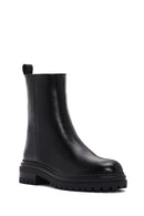 Women's Black Zippered Leather Boots | Derimod