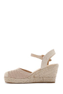 Women's Beige Ankle Strap Wedge Heeled Espadrille | Derimod