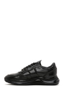 Men's Black Lace-up Thick-Sole Leather Casual Sneaker | Derimod