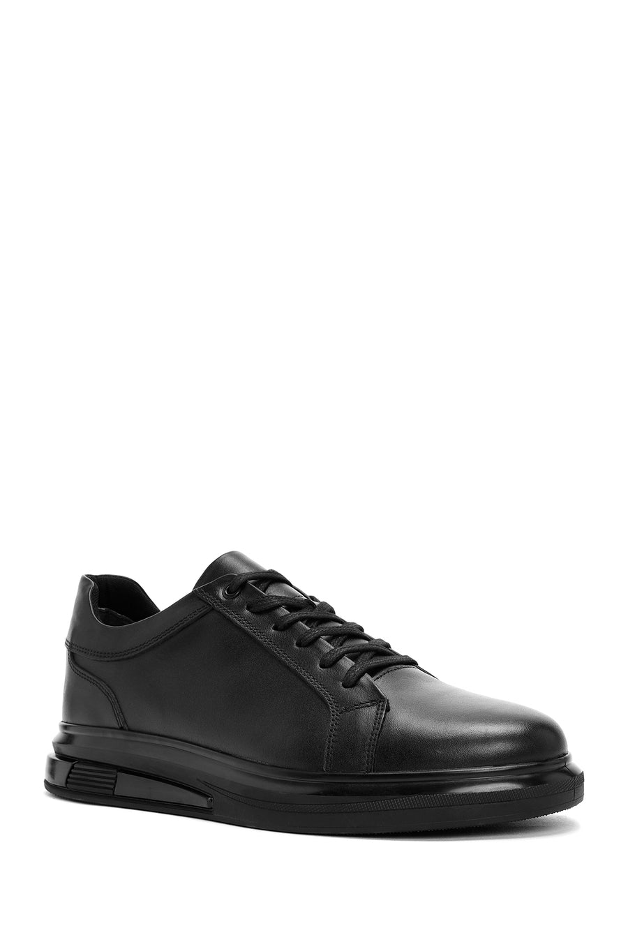 Men's Black Lace-up Leather Sneaker