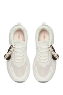 Women's White Lace-Up Chunky Sole Charm Sneakers | Derimod