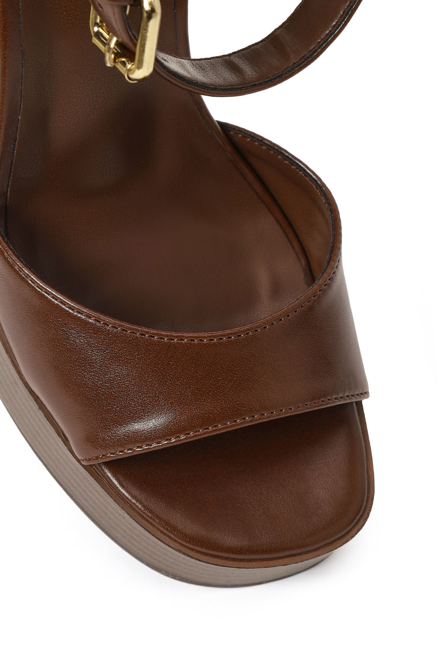 Woman Brown Platform Chunky High-Heeled Sandals
