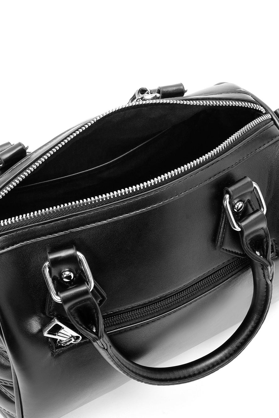 Women's Black Long Strap Accessory Quilted Patterned Handbag
