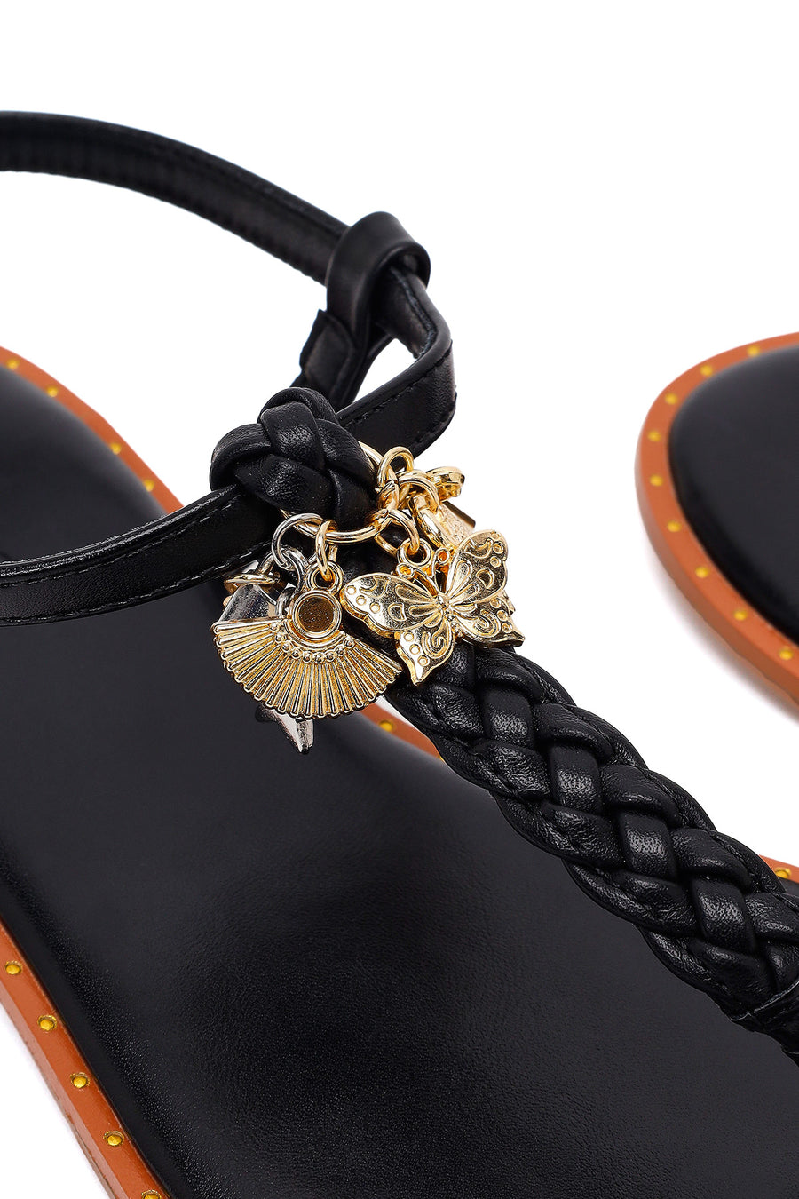 Woman Black Accessory-Embellished Toe-Post Sandals