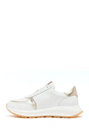 Woman White Lace-Up Zip Closure Thick-Soled Leather Sneaker | Derimod