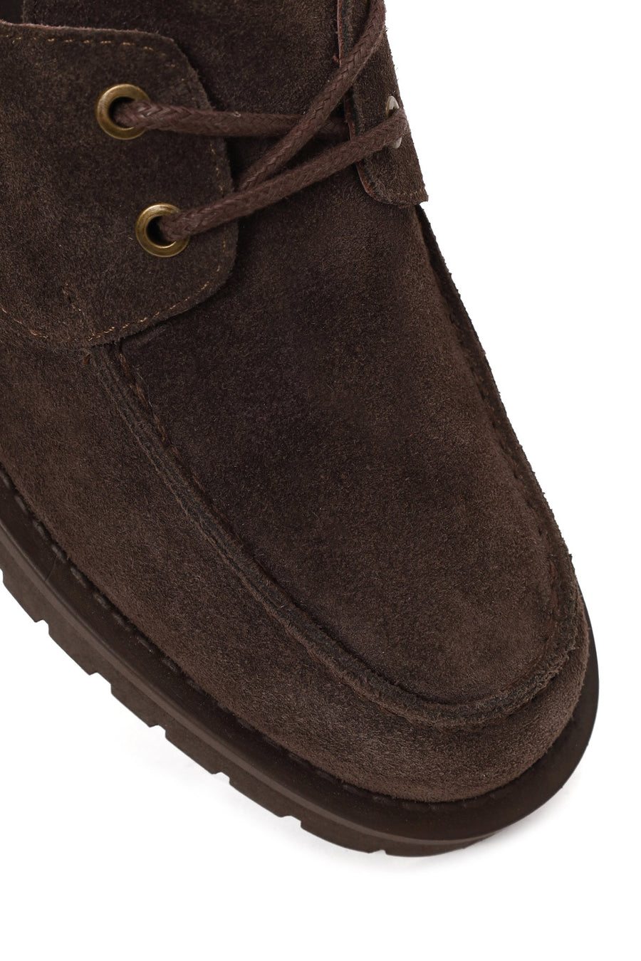 Woman Dark Mink Lace-Up Thick-Soled Suede Casual Shoes
