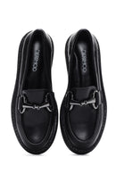 Women's Black Leather Masculine Loafer | Derimod