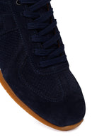 Erkek Lacivert Bağcıklı Süet Deri Sneaker | Derimod