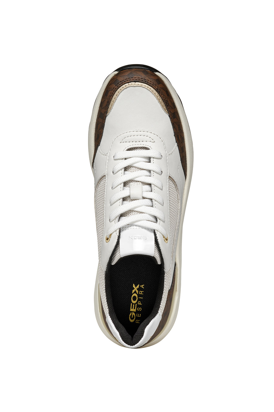 Geox Kadın Beyaz Spherica Ec13 Bağcıklı Kalın Taban Deri Sneaker