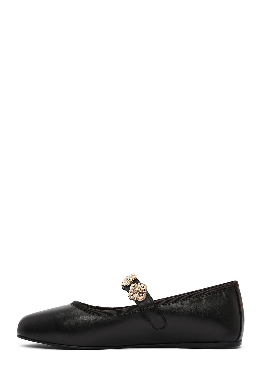 Women's Black Buckle Leather Ballerinas