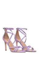 Women's Lilac Leather Heeled Sandals | Derimod