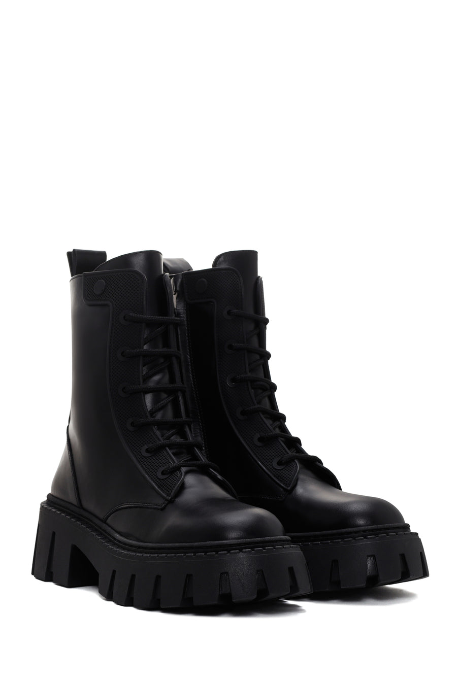 Women's Black Zippered Leather Boots
