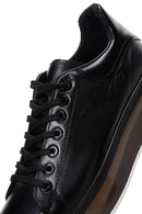 Men's Black Leather Thick Soled Leather Sneaker | Derimod