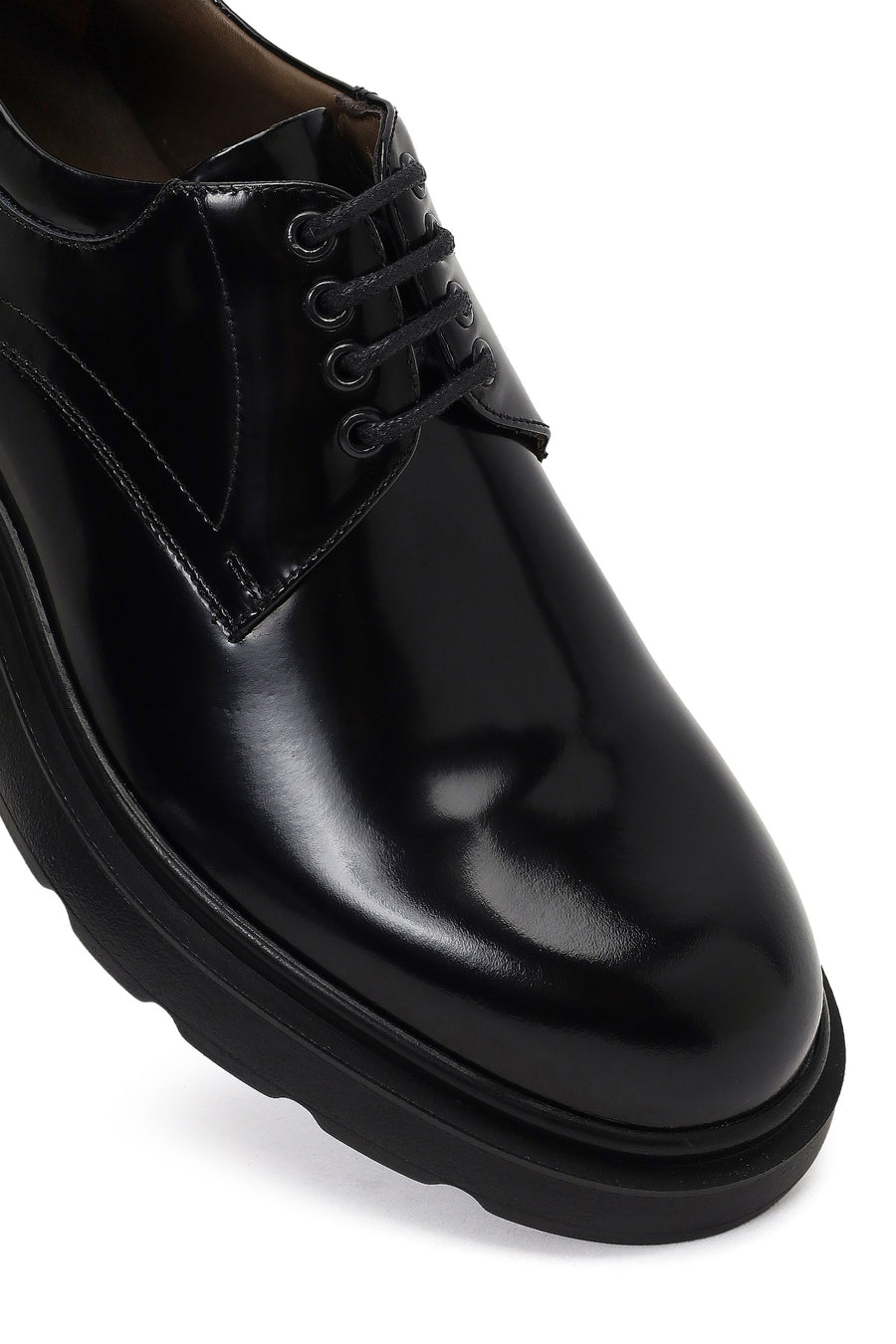 Male Black Lace-Up Thick-Soled Leather Casual Shoes