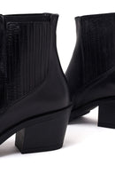 Woman Black Chunky-Heeled Leather Chelsea Boots | Derimod